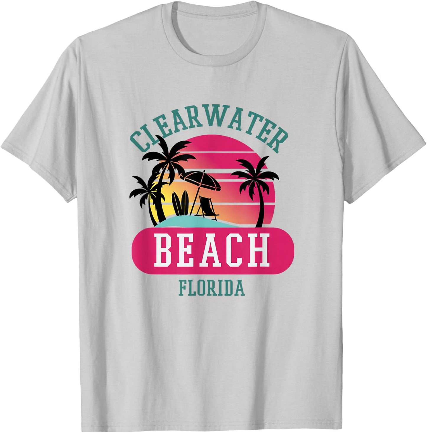 Retro Cool Clearwater Beach Original Florida Beaches Novelty T-Shirt - T-Shirt | Ash