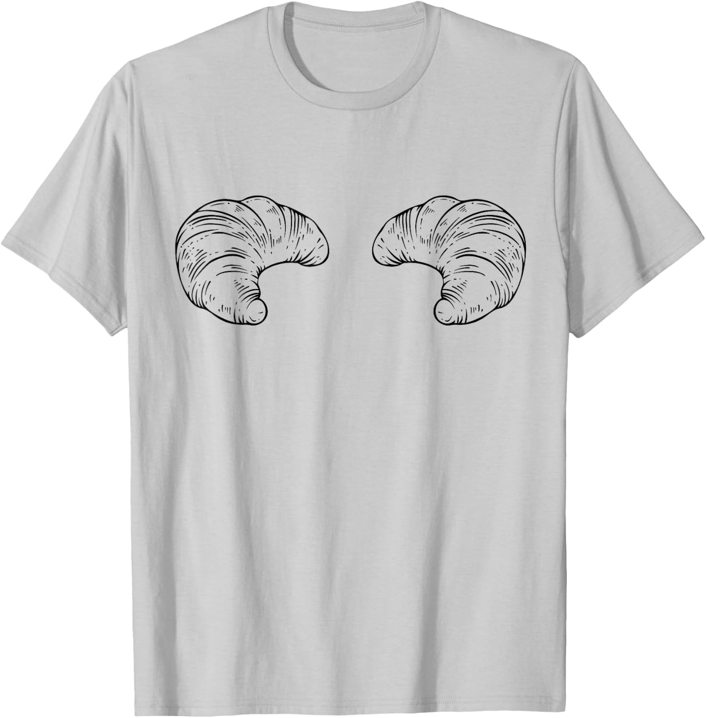 Cute Croissant Boobs Funny Bakery Breast Boobies Titties T-Shirt - T-Shirt | Ash