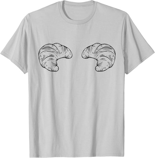Cute Croissant Boobs Funny Bakery Breast Boobies Titties T-Shirt - T-Shirt | Ash