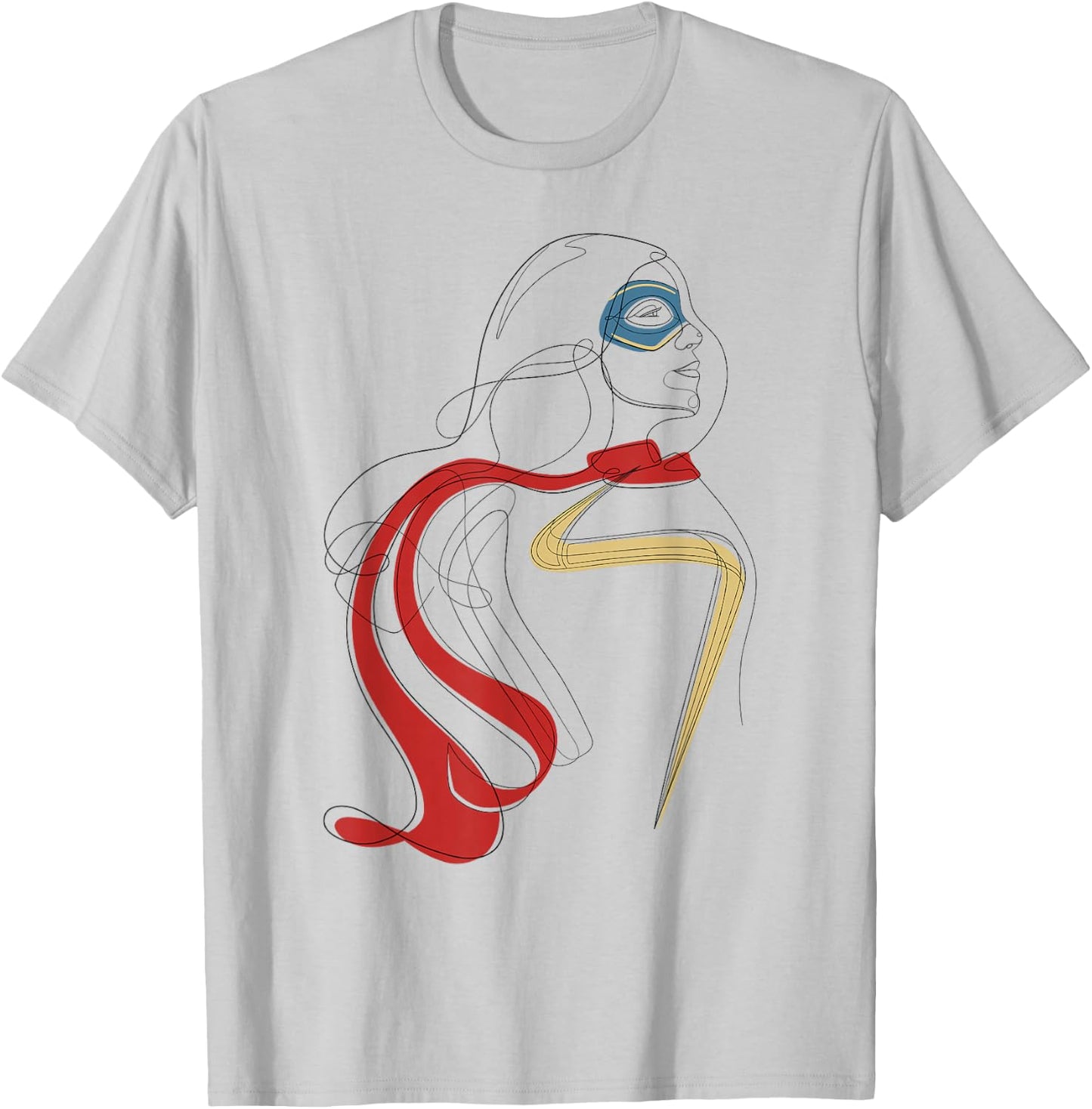 Marvel Ms. Marvel Continuous Line Portrait T-Shirt - T-Shirt | Ash