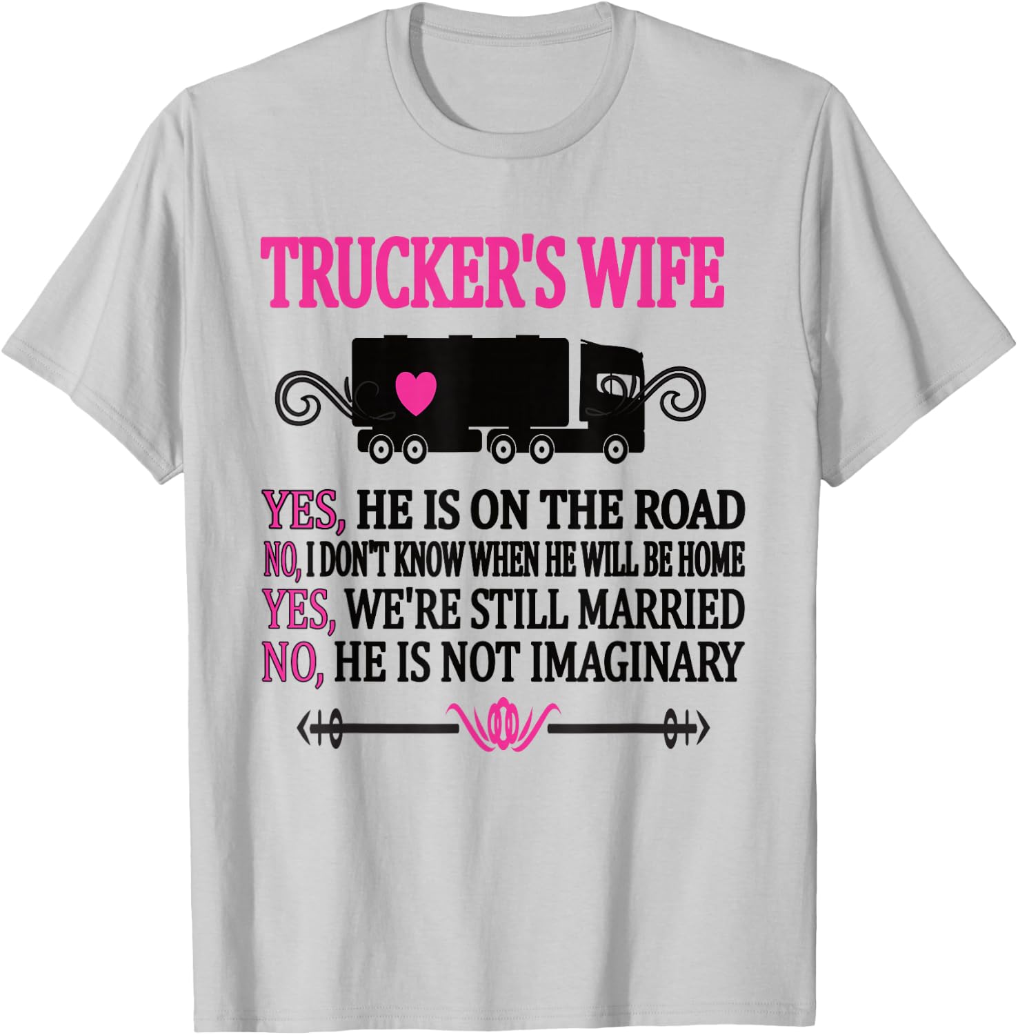 Proud Trucker's Wife Funny Truck Driver Wife T-Shirt - T-Shirt | Ash