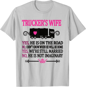 Proud Trucker's Wife Funny Truck Driver Wife T-Shirt - T-Shirt | Ash