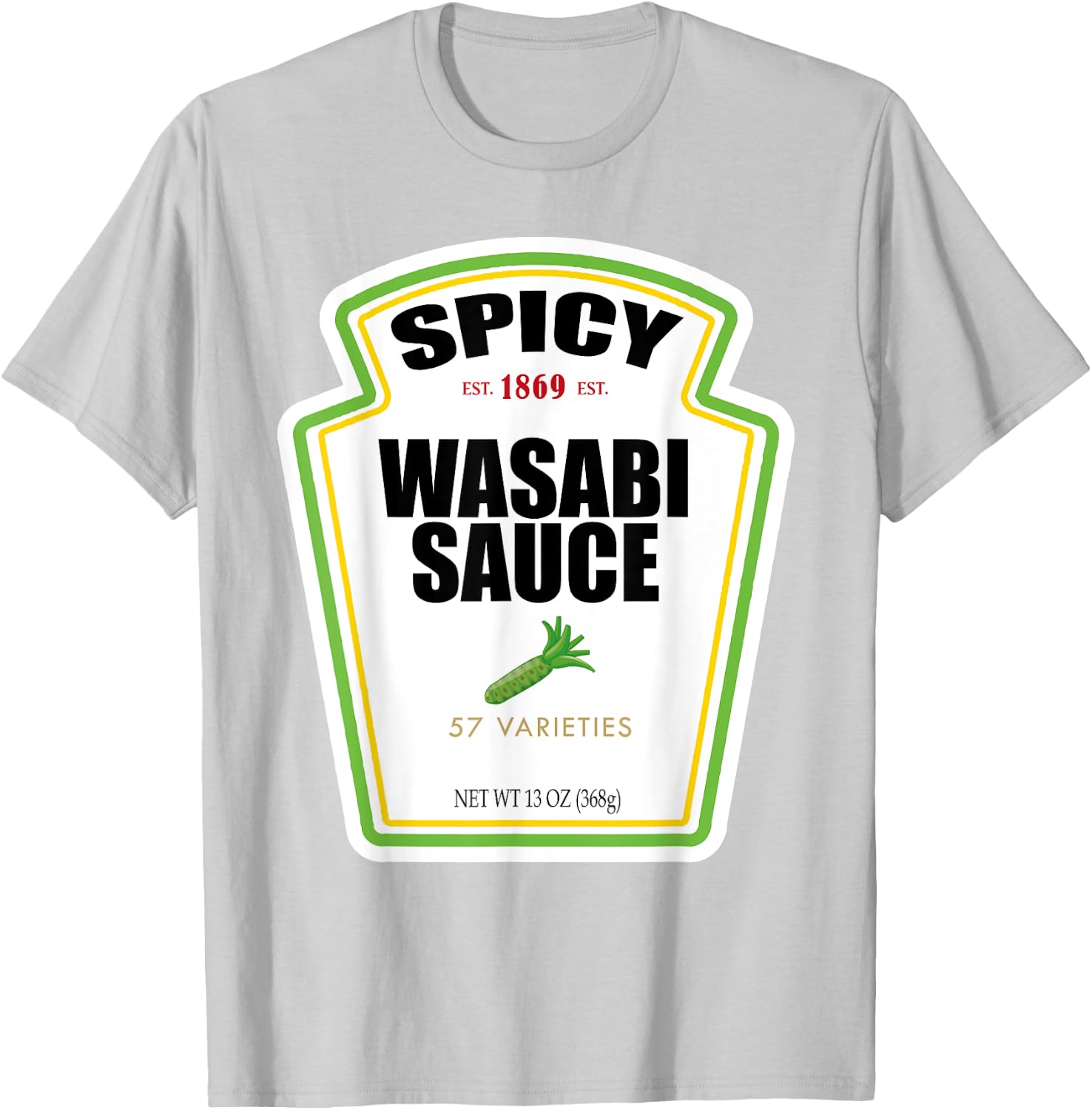Spicy Wasabi Sauce Bottle Label Funny Halloween Costume T-Shirt - T-Shirt | Ash