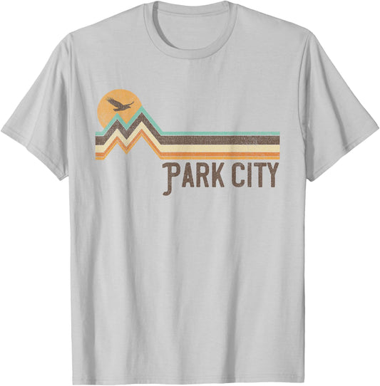 Park City Utah 70's 80's Retro Style Vintage Distressed Gift T-Shirt - T-Shirt | Ash