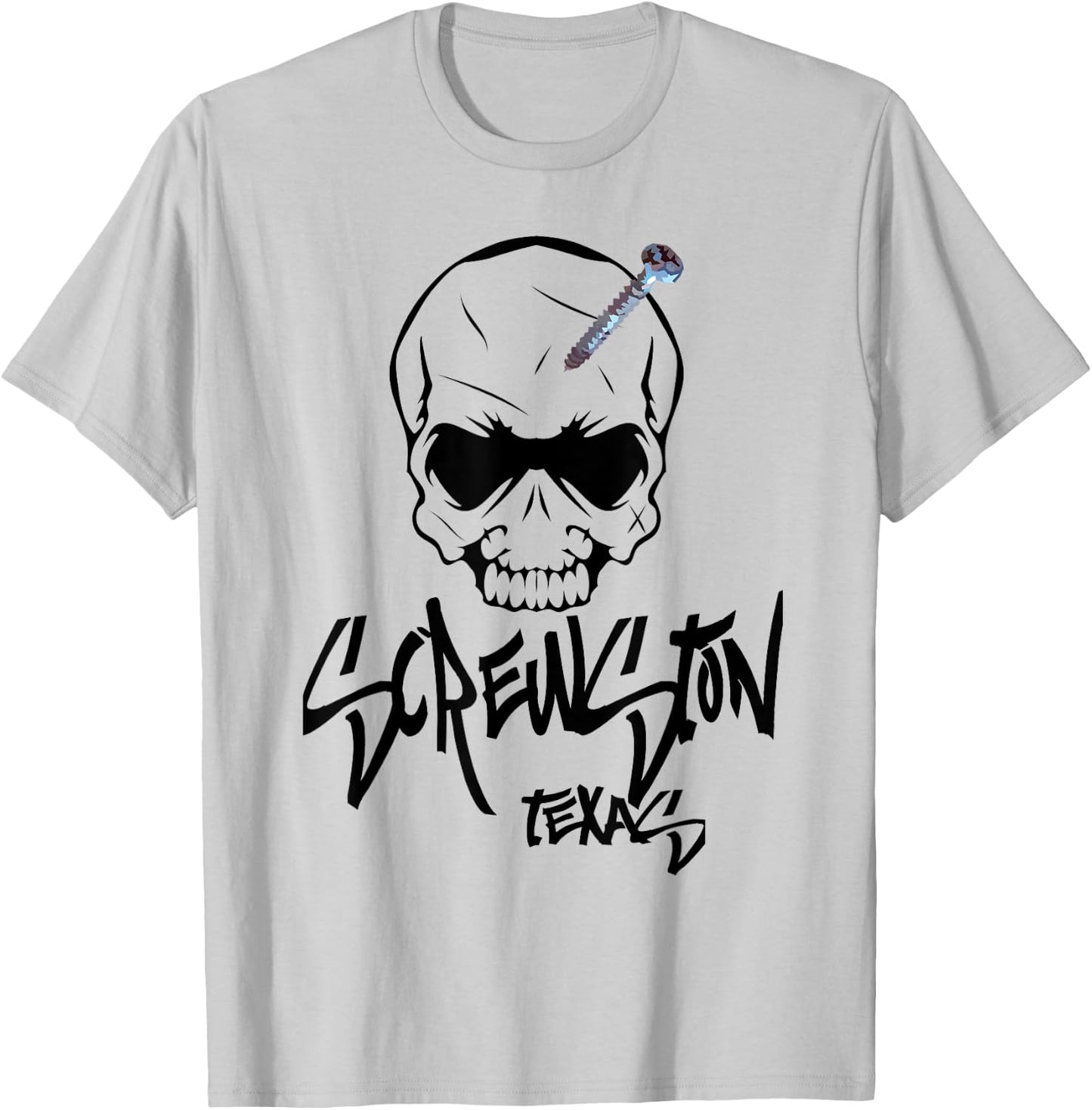 Screwston Texas | Screwhead Skeleton Skull T-Shirt - T-Shirt | Ash