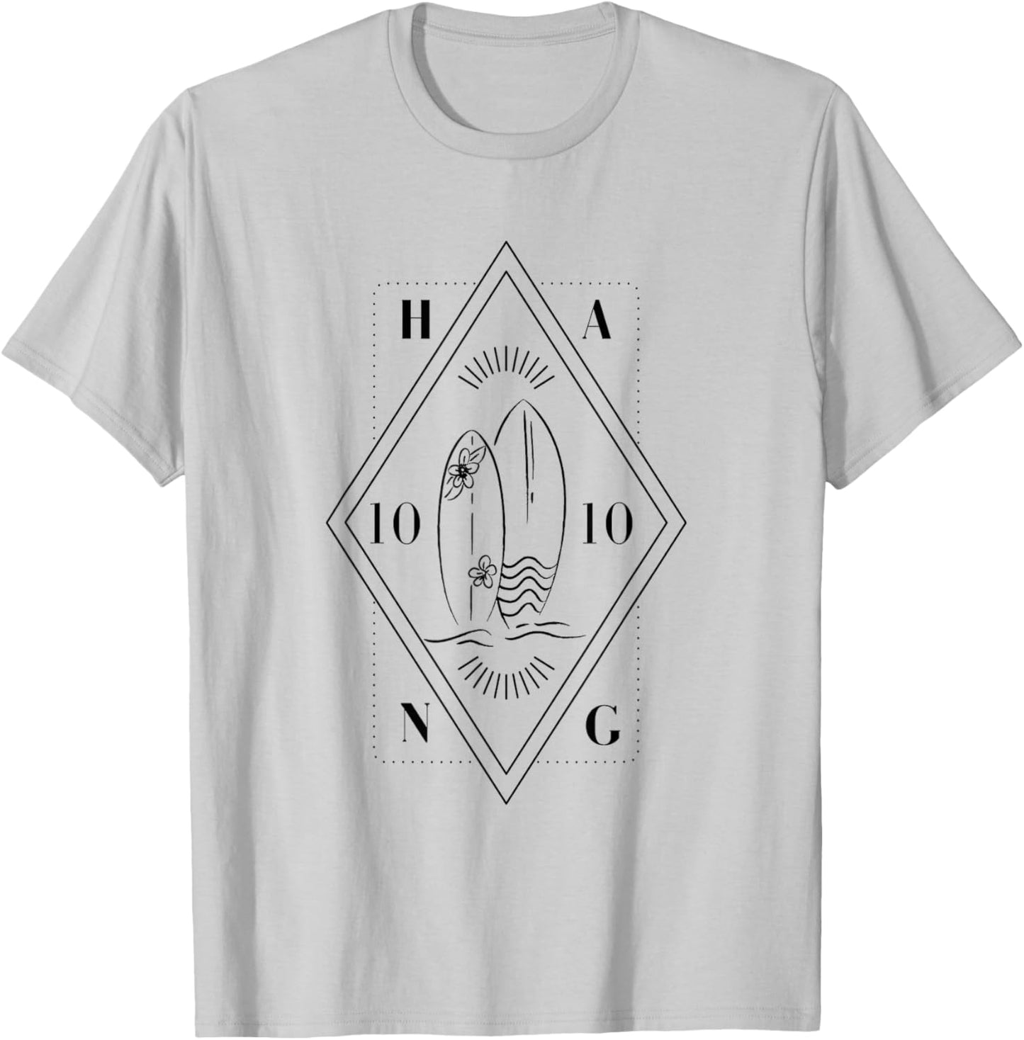 Surf Hang 10 Surfboard surfer Men Women T-Shirt - T-Shirt | Ash