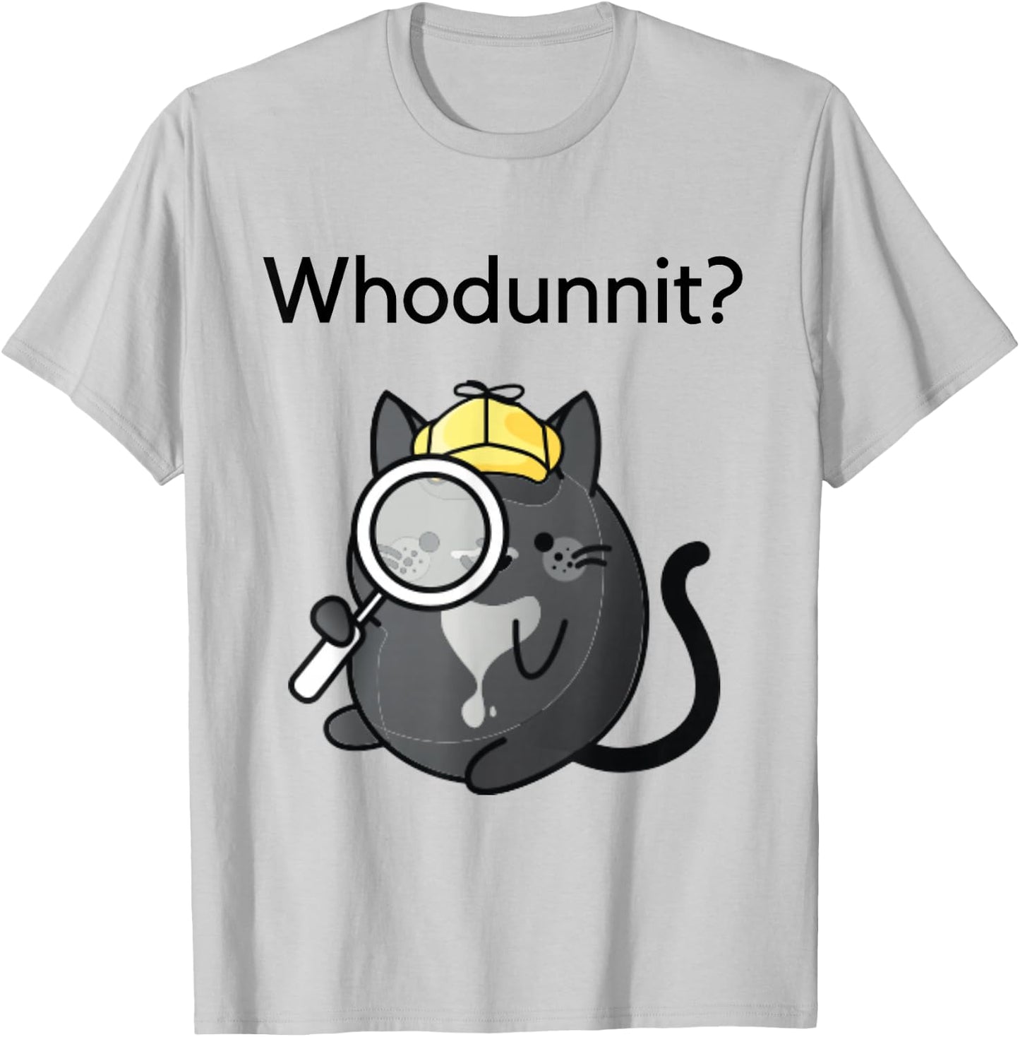 Cosy Crime Whodunnit? Cute Cozy Cat Mystery Sleuth Detective T-Shirt - T-Shirt | Ash