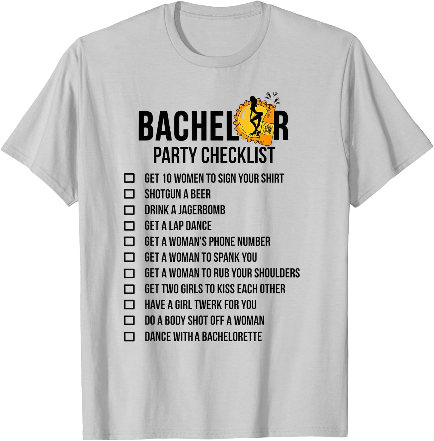 Bachelor Party Checklist Shirt - Getting Married T-Shirt - T-Shirt | Ash