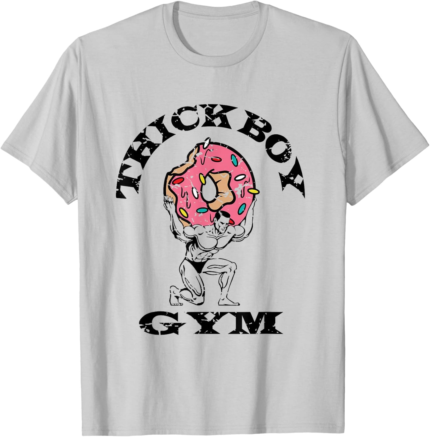 Thick Boy Gym Club Distressed Retro Old School Bodybuilding T-Shirt - T-Shirt | Ash