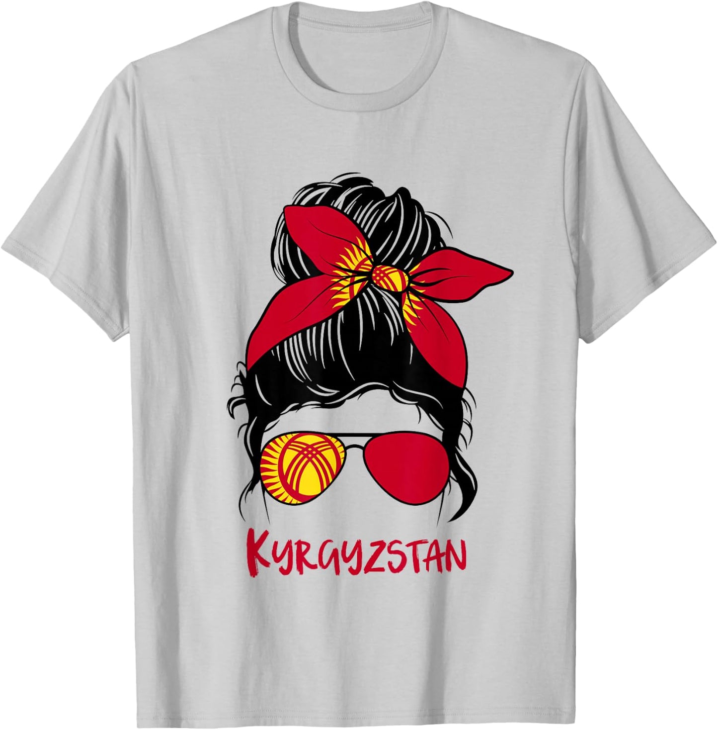 Kyrgyz Girl Kyrgyzstan girl Kyrgyzstan woman flag T-Shirt - T-Shirt | Ash