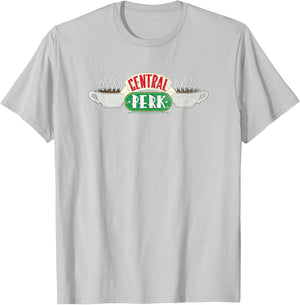 Friends Vintage Central Perk on White T-Shirt - T-Shirt | Ash