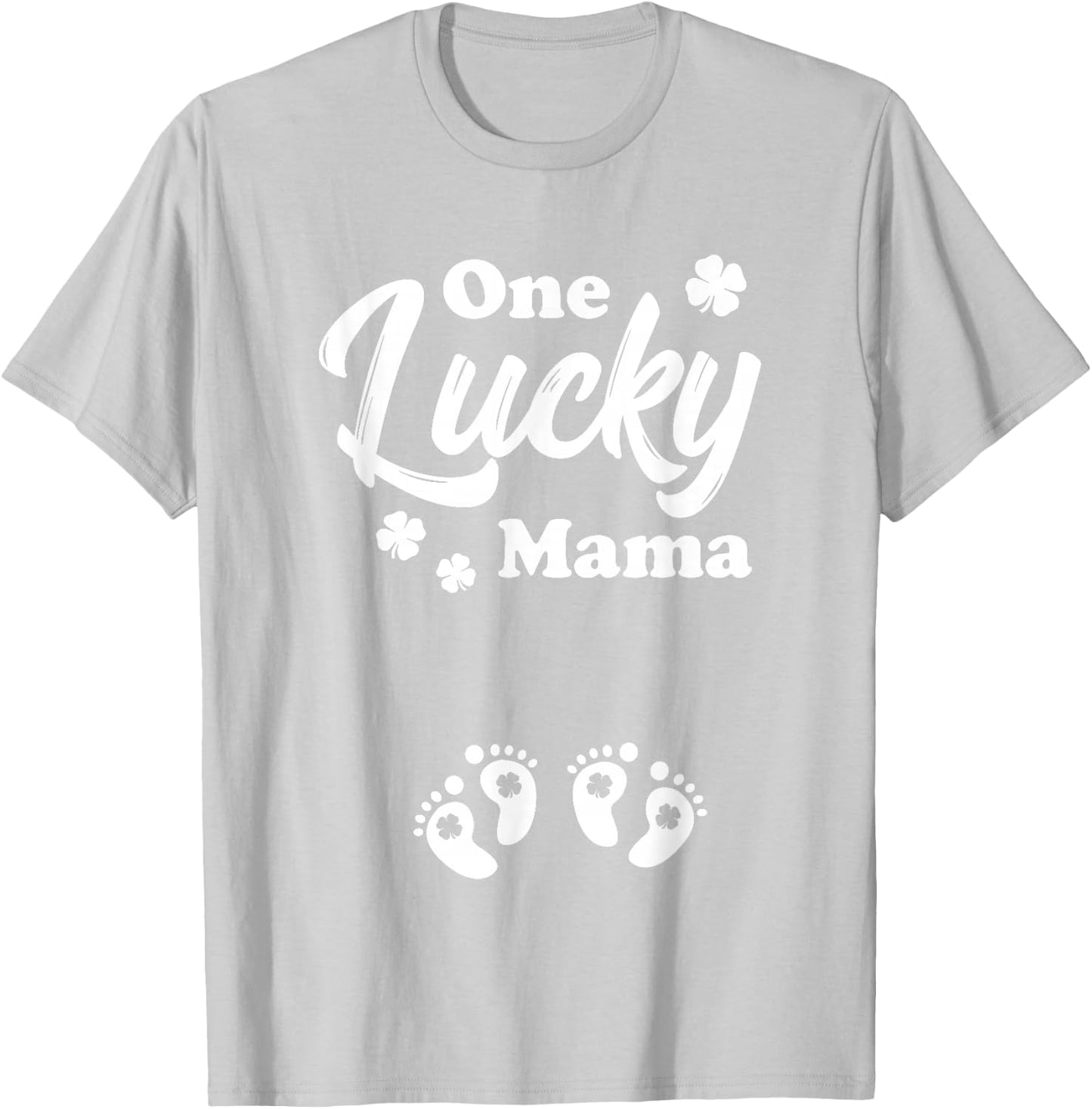 One Lucky Mama Shirt Mom of Twins St Patrick's Pregnancy T-Shirt - T-Shirt | Ash