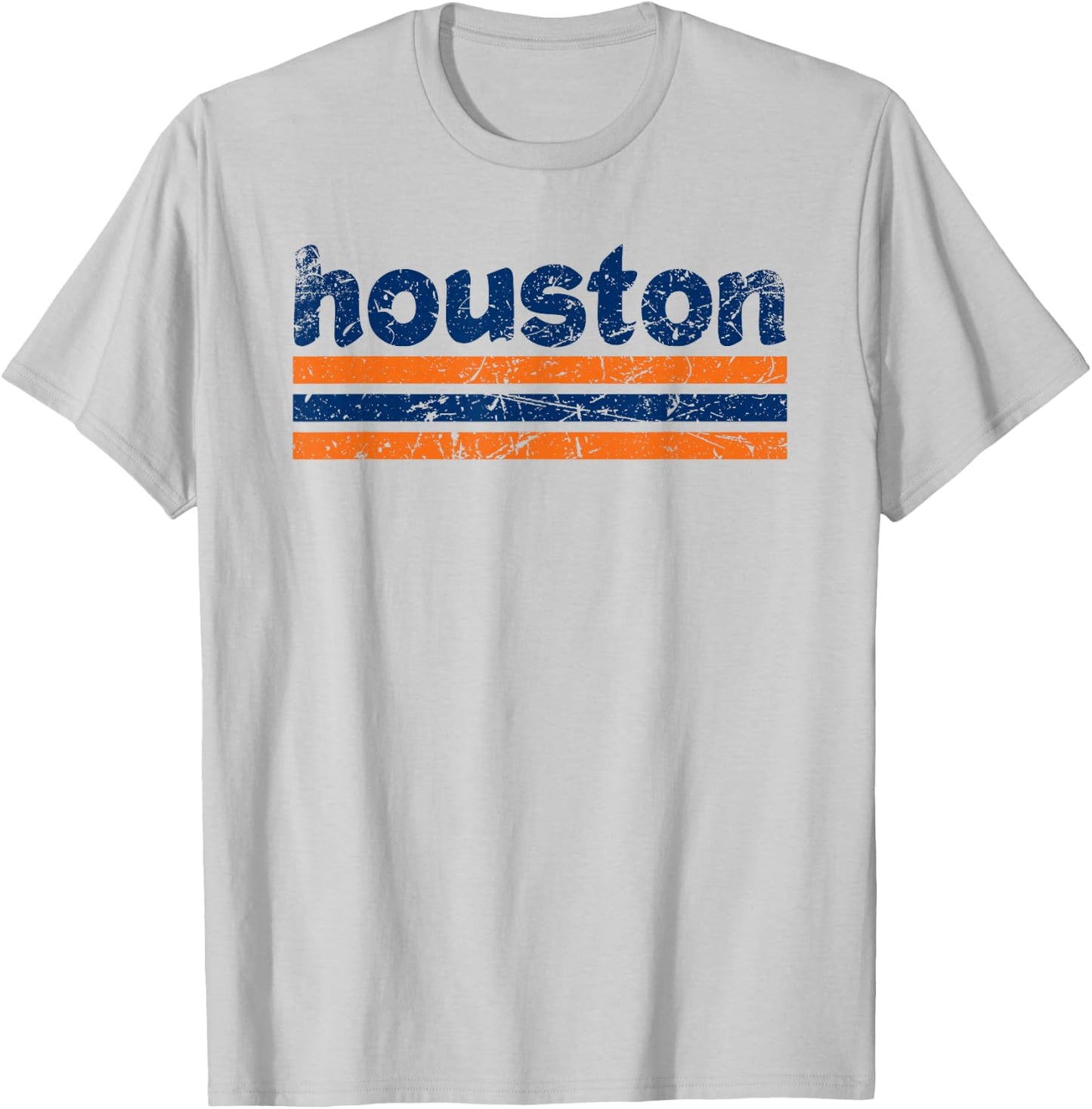 Houston Texas Three Stripe Vintage Weathered T-Shirt - T-Shirt | Ash