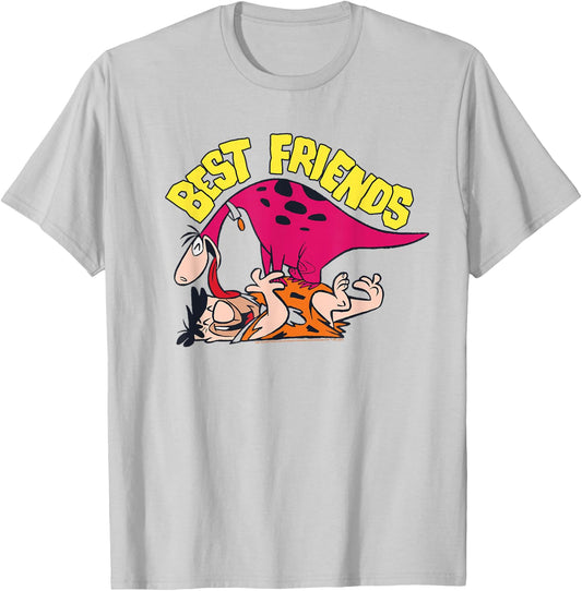 The Flintstones Dino Fred Best Friends T-Shirt - T-Shirt | Ash