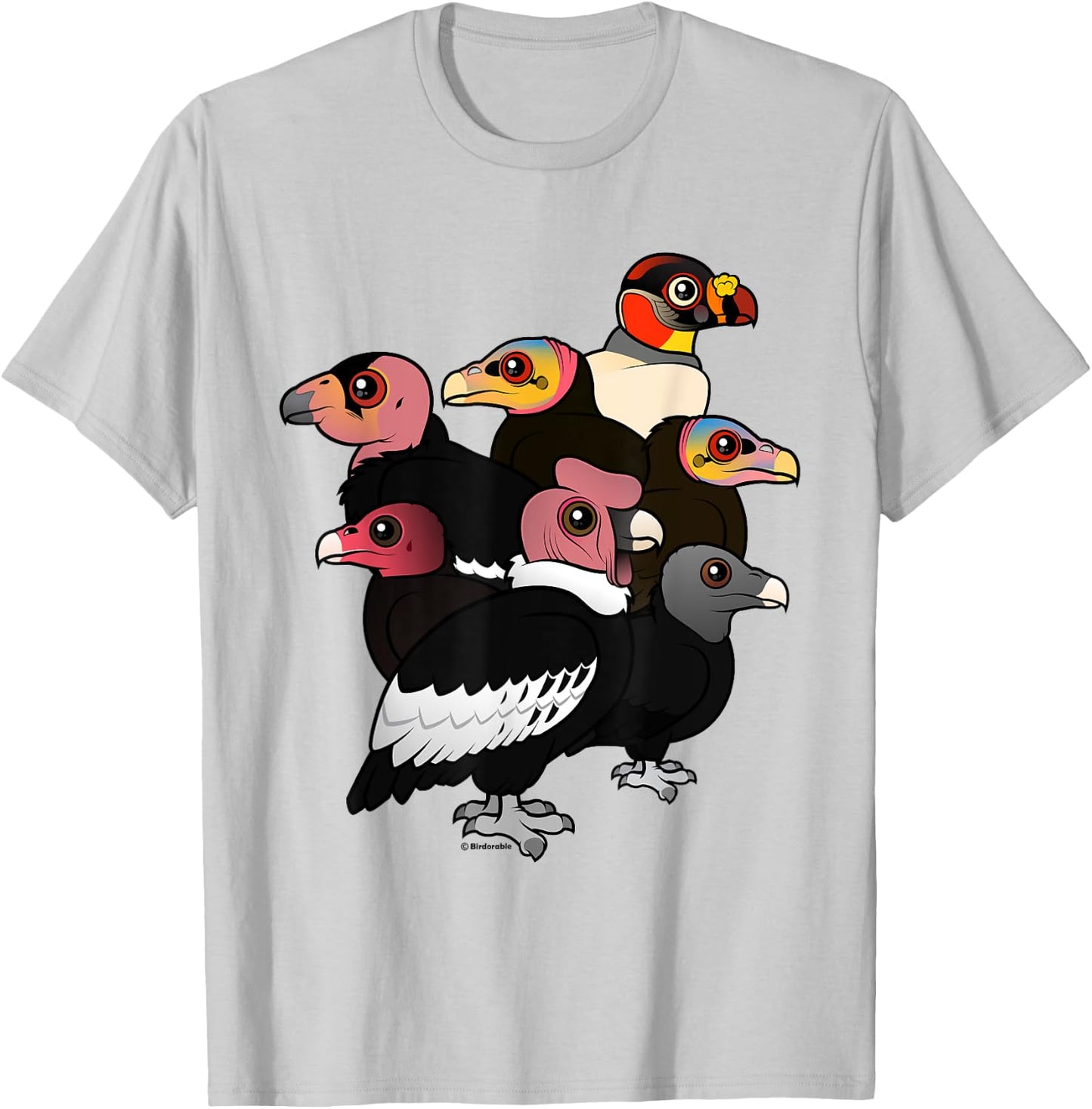 New World Vultures and Condors Cartoon Birdorable T-Shirt - T-Shirt | Ash