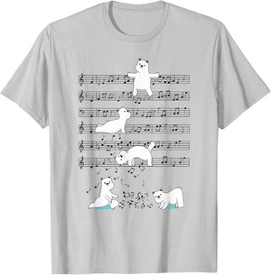 Funny Polar Bear music yoga Playing Music Note T-Shirt - T-Shirt | Ash