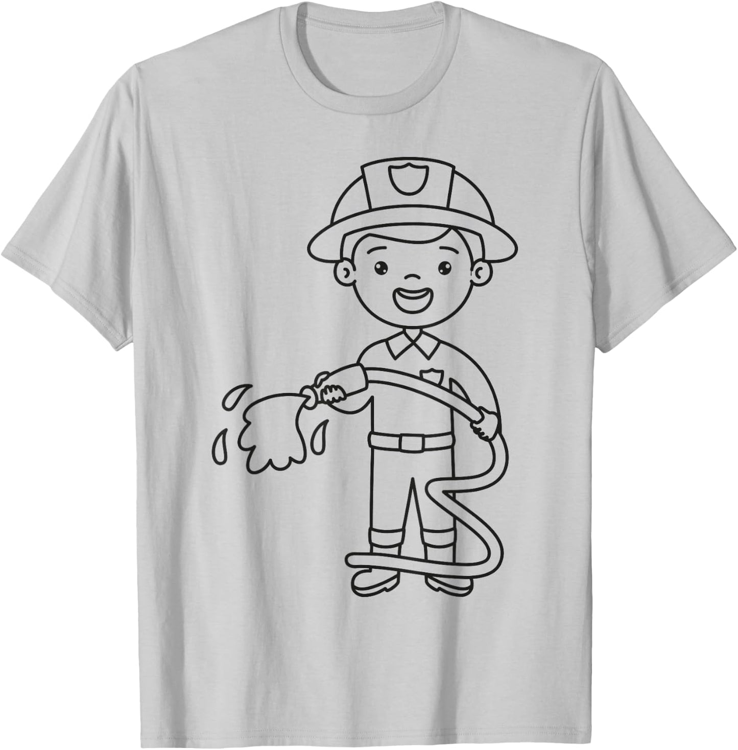 Fireman to paint & color for kids Firefighter T-Shirt - T-Shirt | Ash