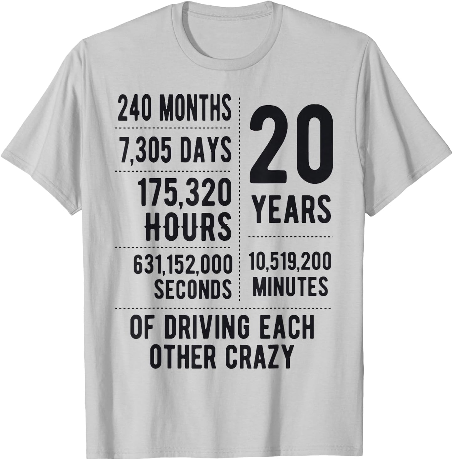 20 Years Married Funny 20th Wedding Anniversary T-Shirt - T-Shirt | Ash
