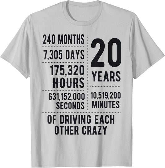 20 Years Married Funny 20th Wedding Anniversary T-Shirt - T-Shirt | Ash