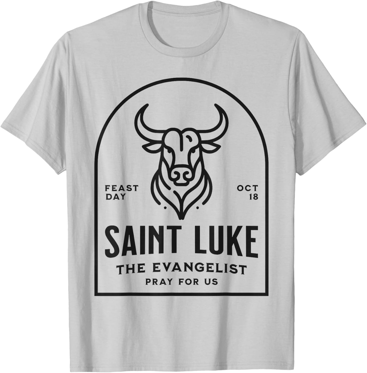St Luke the Evangelist Catholic Patron Saint Bull Symbol T-Shirt - T-Shirt | Ash