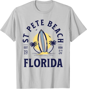 St Pete Florida Beach Surf Summer Vacation Vintage T-Shirt - T-Shirt | Ash