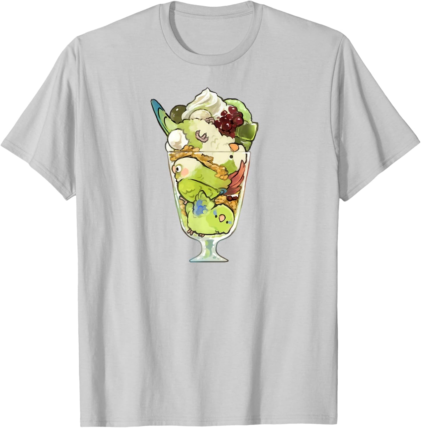 Bird Parfait (Green) Quaker Green Cheek Conure Parrotlet T-Shirt - T-Shirt | Ash