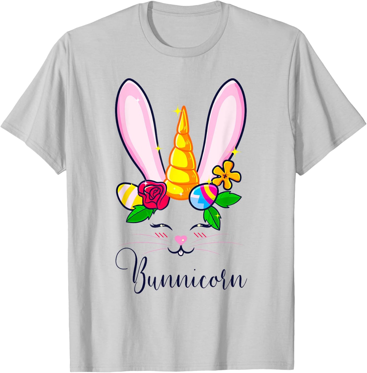 Bunnicorn Easter Bunny Unicorn Rabbit Cute Women Kids Girls T-Shirt - T-Shirt | Ash