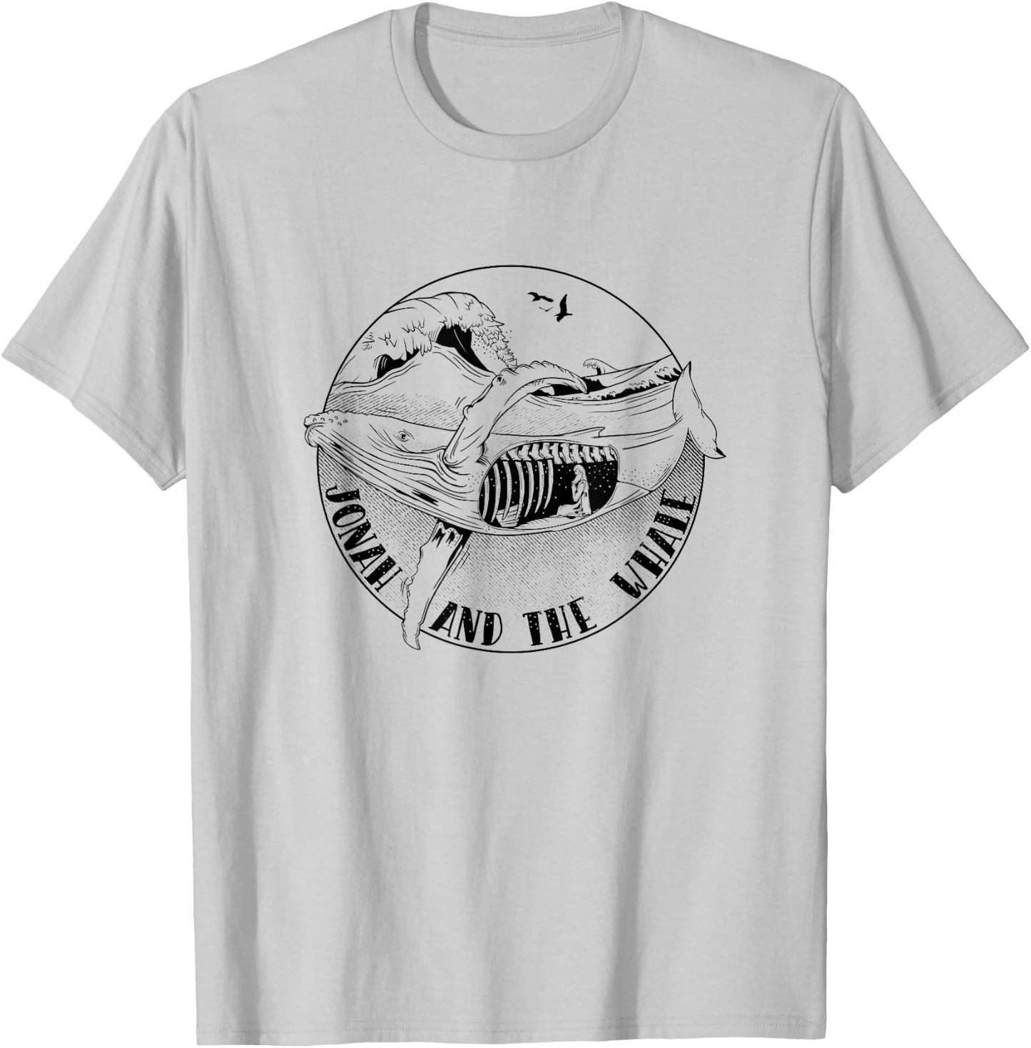Jonah in the whale Christian illustration T-Shirt - T-Shirt | Ash