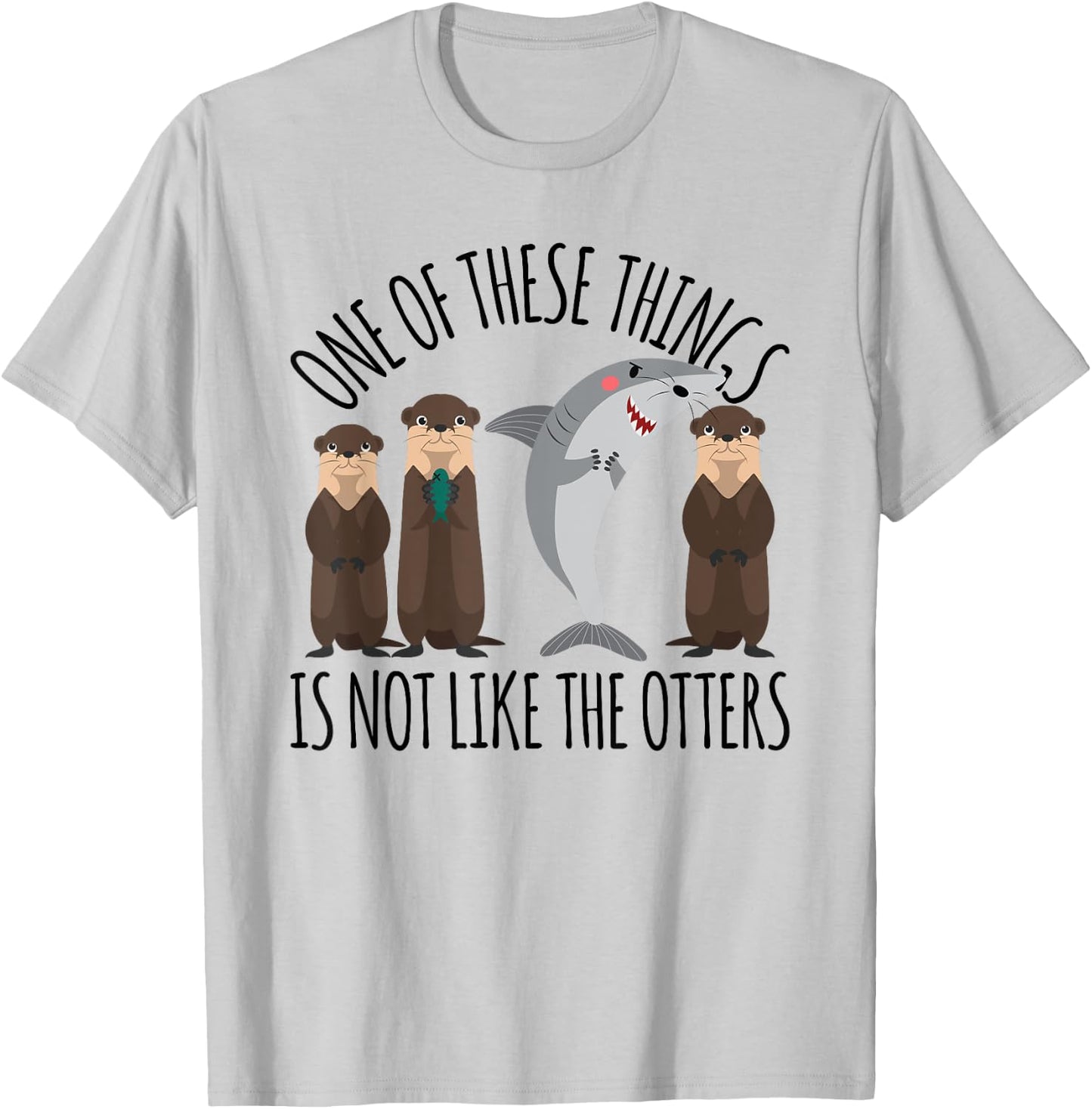 Funny Shark One of These Things Is Not Like the Otters T-Shirt - T-Shirt | Ash