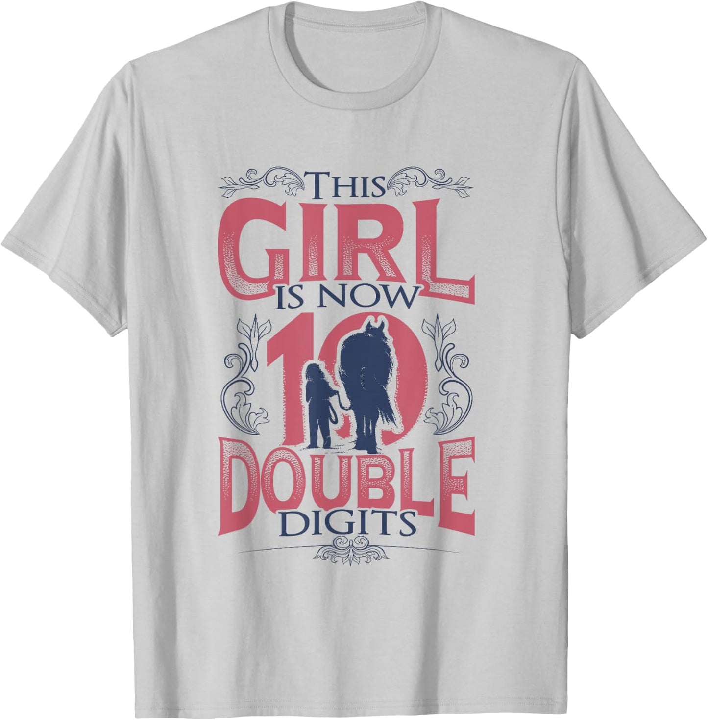 Horse Birthday Girl 10th Birthday T-Shirt - T-Shirt | Ash
