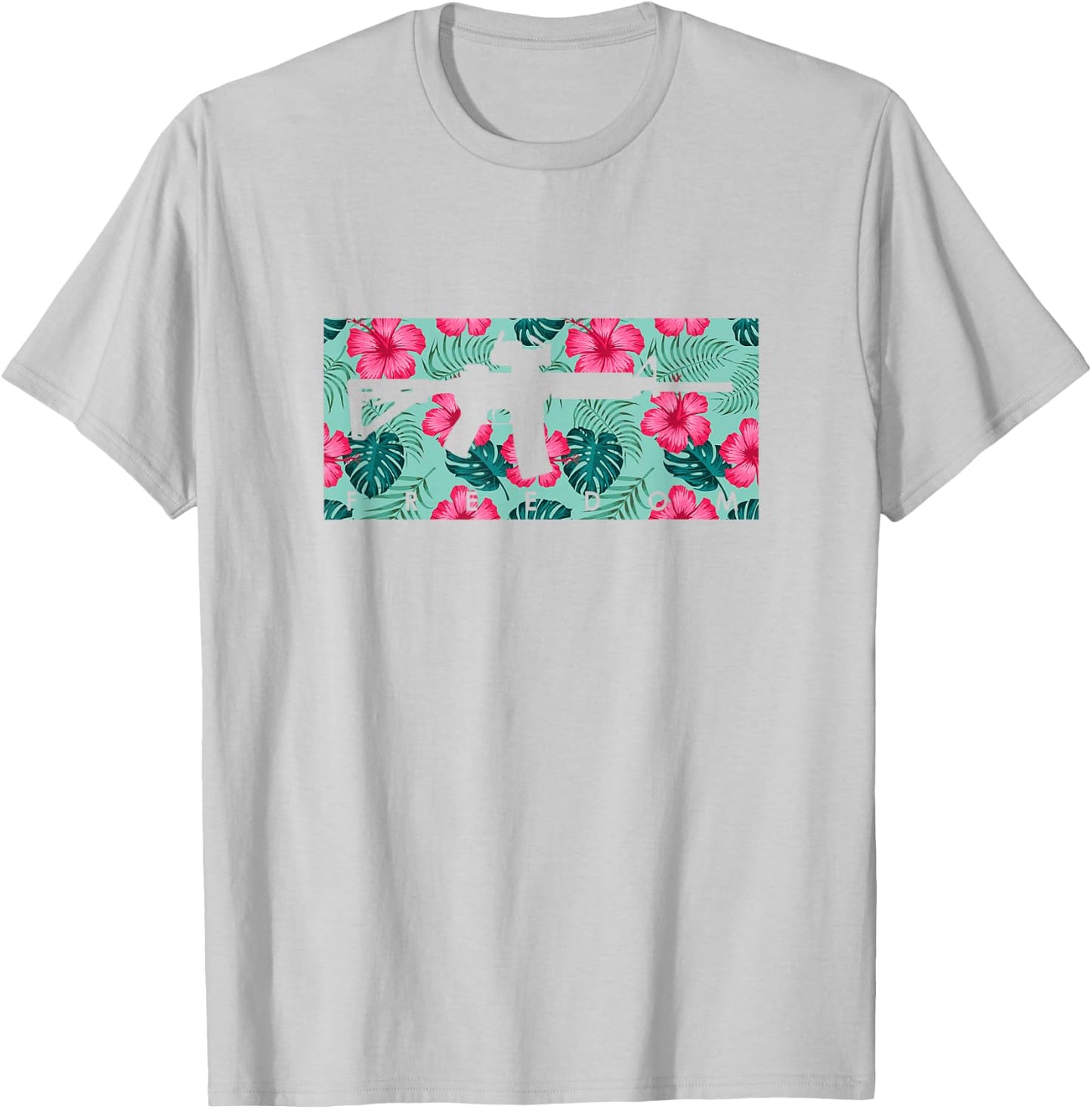 Tropical Gun Lover Firearm Beach Hawaiian Gift Aloha AR15 T-Shirt - T-Shirt | Ash