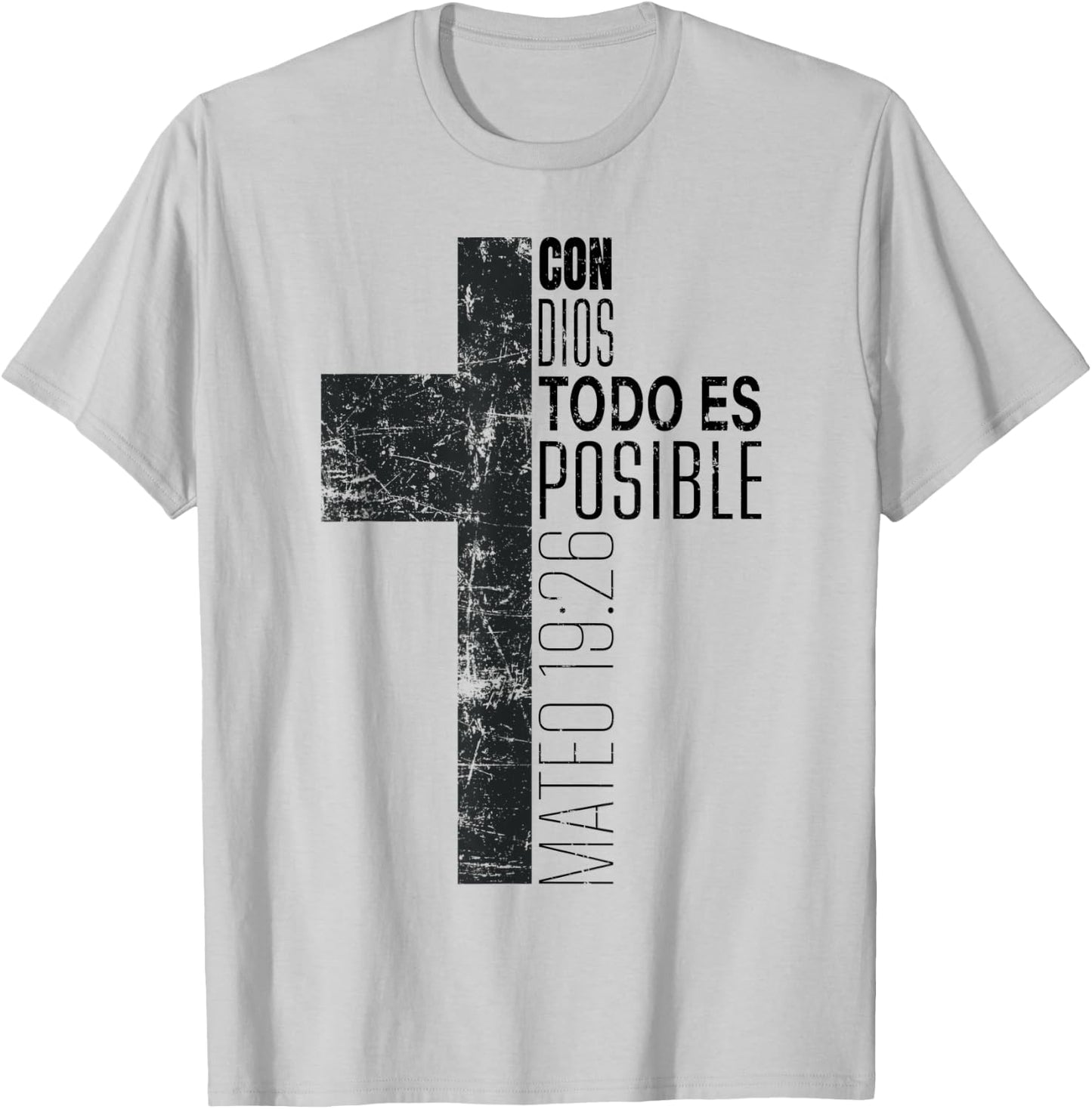 Vintage Christian Spanish Gifts Religious Bible Verse Cross T-Shirt - T-Shirt | Ash