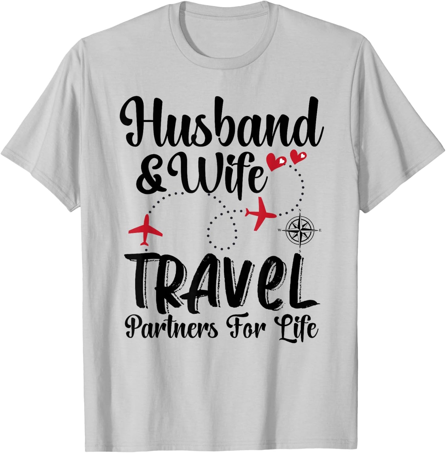 A Couple Matching Husband And Wife Travel Partners For Life T-Shirt - T-Shirt | Ash