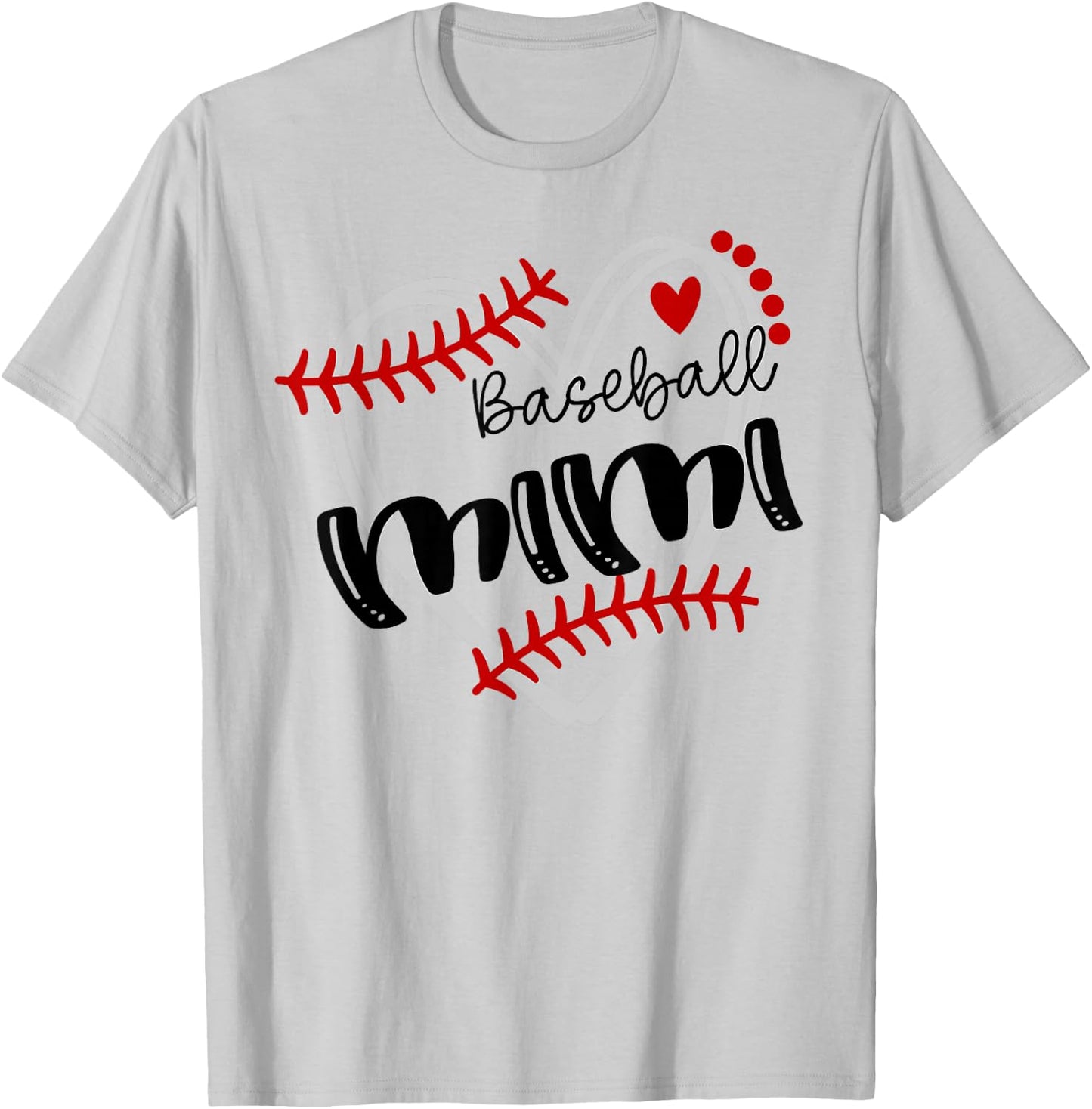 Personalized Baseball Heart Cute Mimi Women Baseball T-Shirt - T-Shirt | Ash