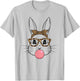 Bunny Face With Glasses Leopard Print Happy Easter Day Women T-Shirt - T-Shirt | Ash