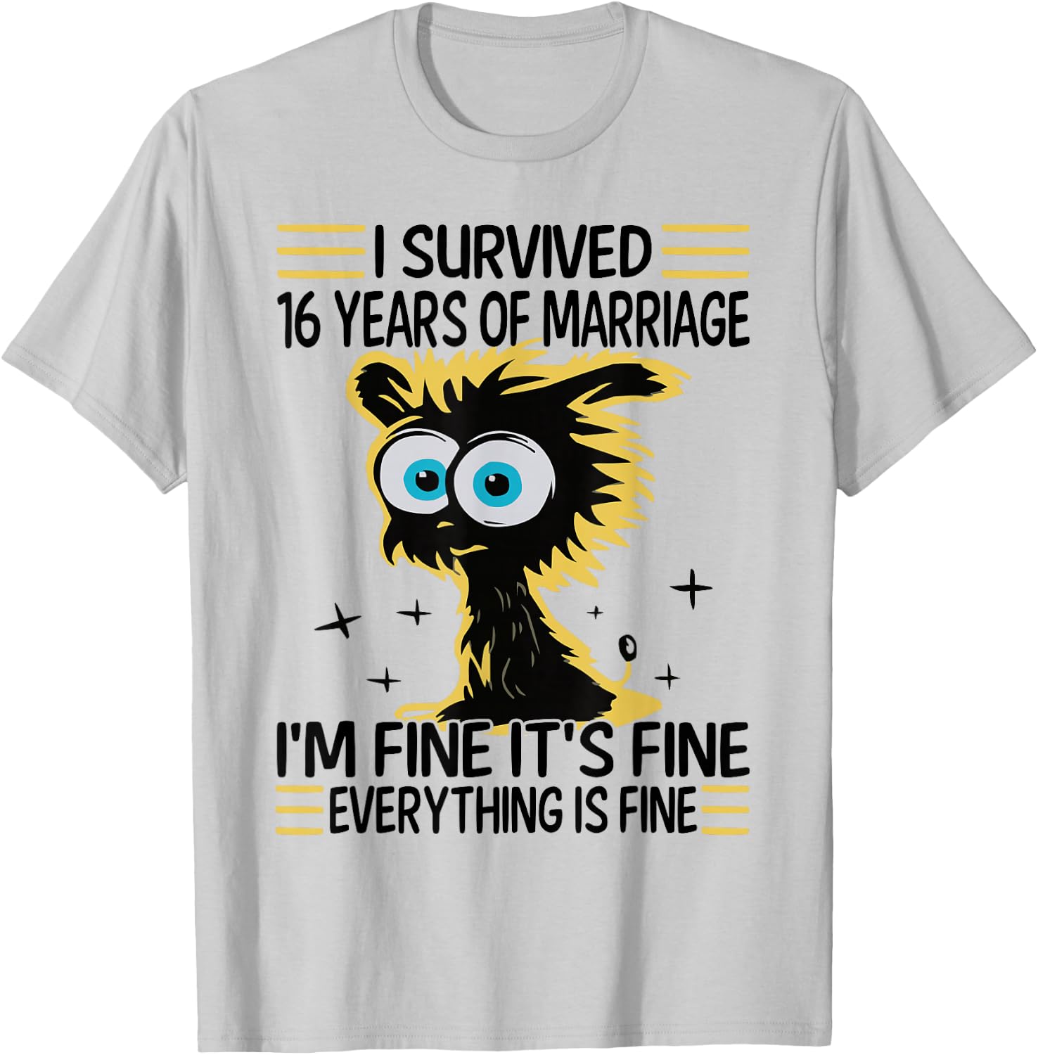 Funny 16th Wedding Anniversary Couples Husband Wife 16 Years T-Shirt - T-Shirt | Ash