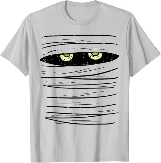 Mummy Wrap Eyes Costume Funny Scary Halloween Men Women Kids T-Shirt - T-Shirt | Ash