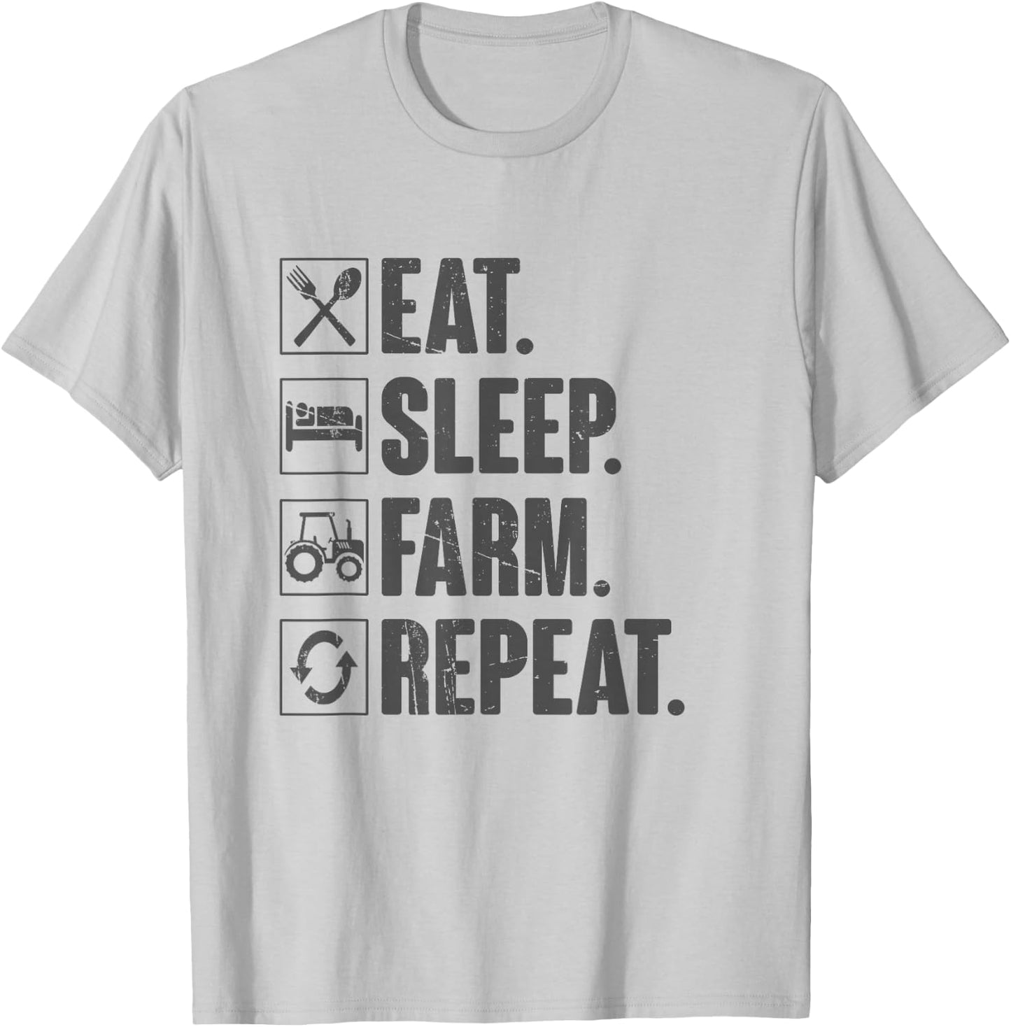 Eat Sleep Farm Repeat - Funny Farmer Farming Gift T-Shirt - T-Shirt | Ash