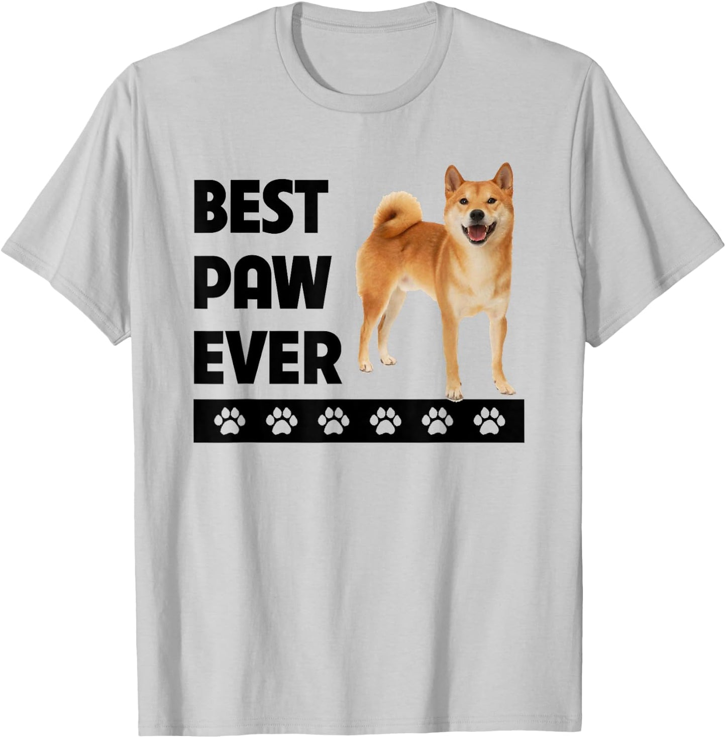 Shiba Inu Dog Dad Fathers Day Best Paw Ever Pet Parent Owner T-Shirt - T-Shirt | Ash
