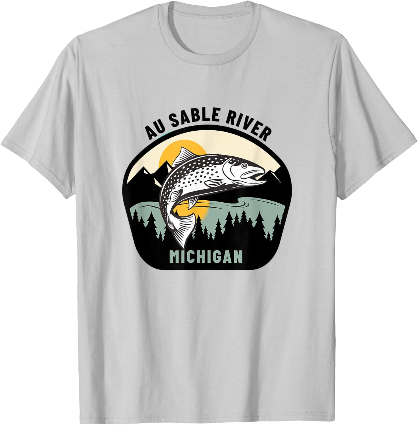 Au Sable River Michigan - Fly Fishing T-Shirt - T-Shirt | Ash