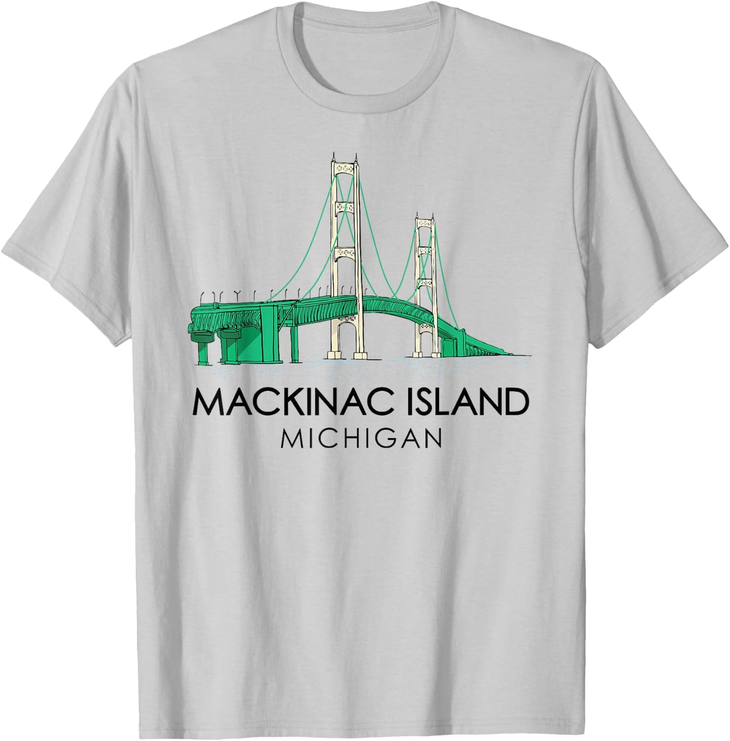 Mackinac Island Bridge Michigan Great Lakes Huron Ferry Trip T-Shirt - T-Shirt | Ash
