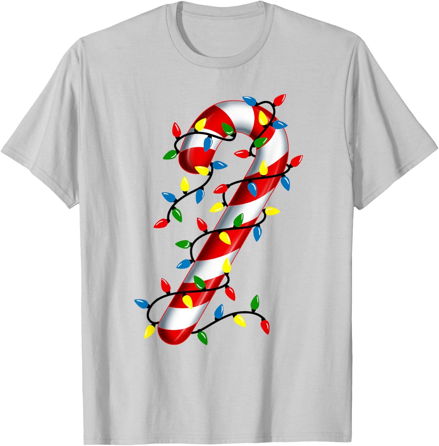 Candy Cane Christmas Lights Blue Green Red and White Costume T-Shirt - T-Shirt | Ash