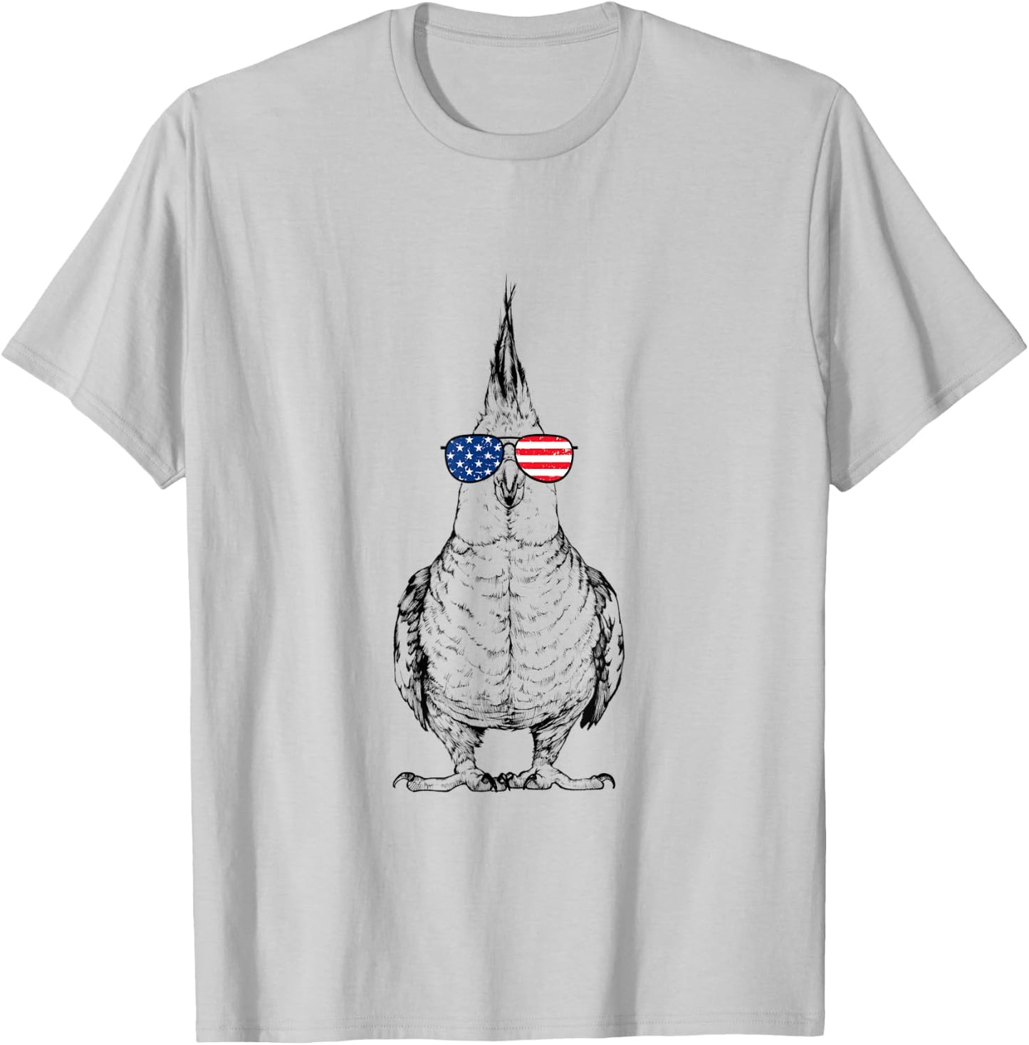 4th of July Cockatiel Bird Patriotic USA Sunglasses American T-Shirt - T-Shirt | Ash