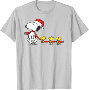 Peanuts Snoopy and Woodstock Holiday Short Sleeve T-Shirt - T-Shirt | Ash