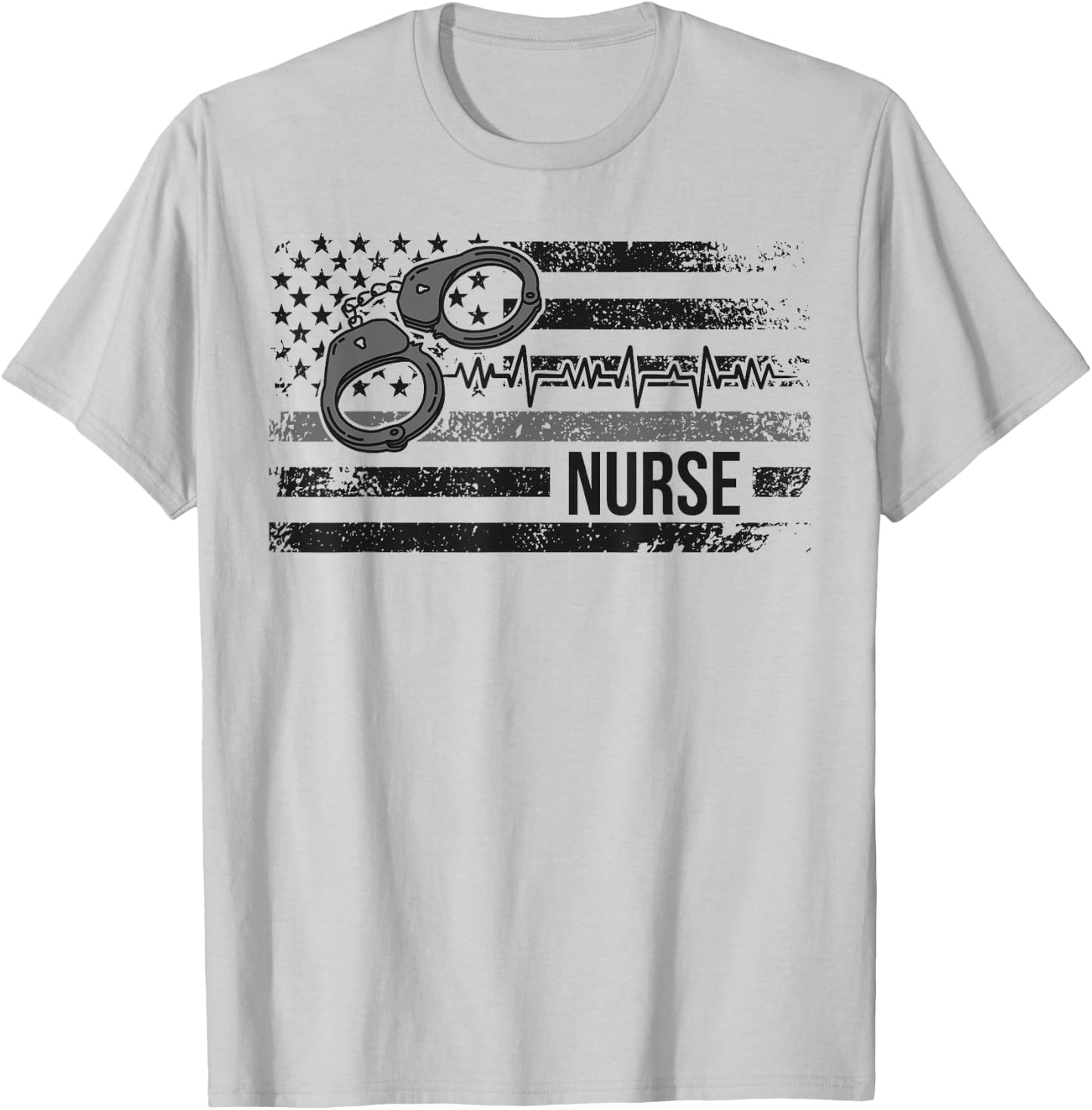 Correctional Nurse American Flag Corrections Nursing T-Shirt - T-Shirt | Ash