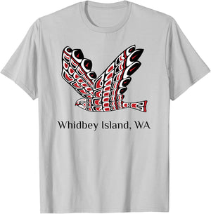 Whidbey Island Washington Red Tail Hawk PNW Native American T-Shirt - T-Shirt | Ash