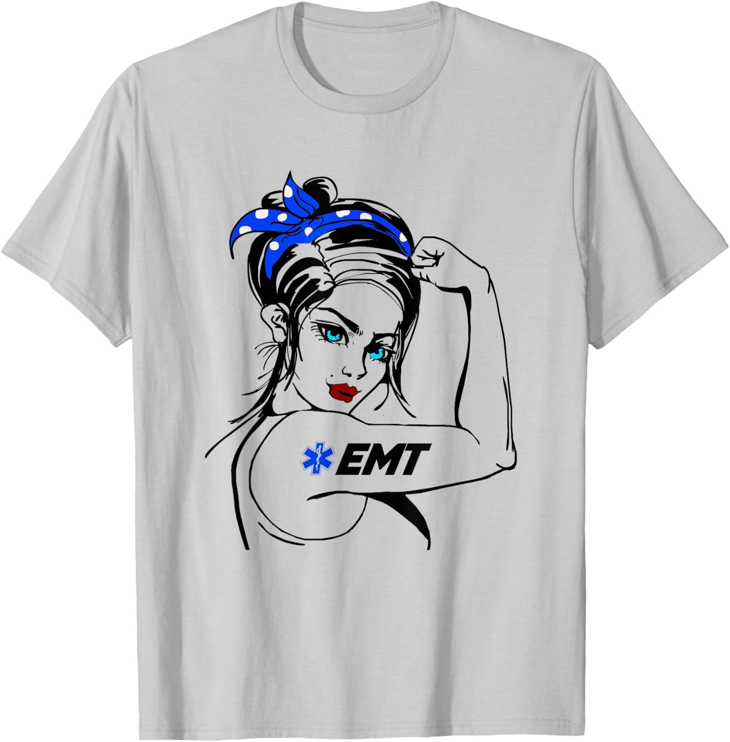EMS Emergency EMT Rosie The Riveter T-Shirt - T-Shirt | Ash
