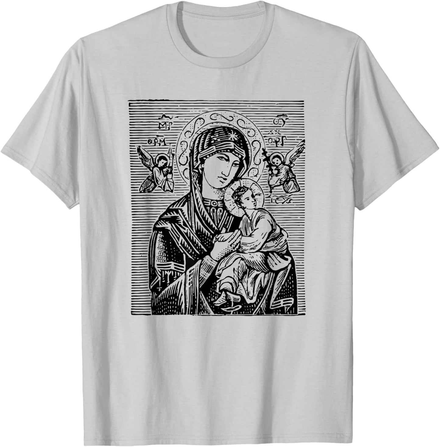 Virgin Mary - Religious Icon Art DTF448a T-Shirt - T-Shirt | Ash