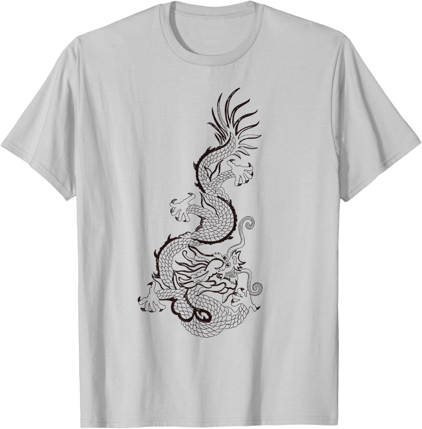 Traditional Korean Dragon Drawing T-Shirt - T-Shirt | Ash