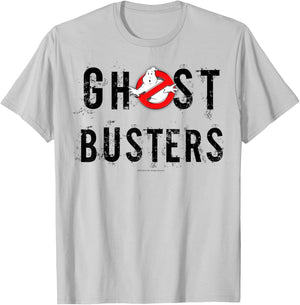 Ghostbusters Static Logo Text T-Shirt - T-Shirt | Ash
